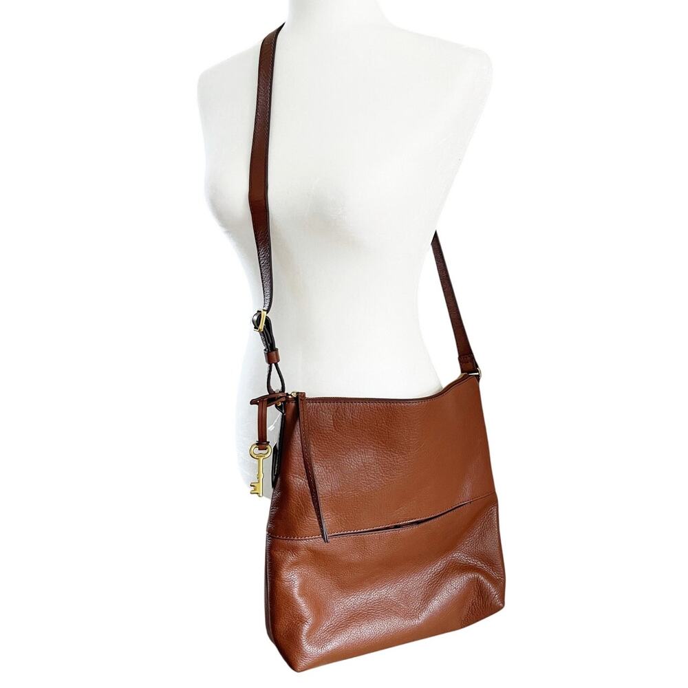 FOSSIL Charlotte Crossbody Leather New Bag Purse Brown Zippered $180 Retail